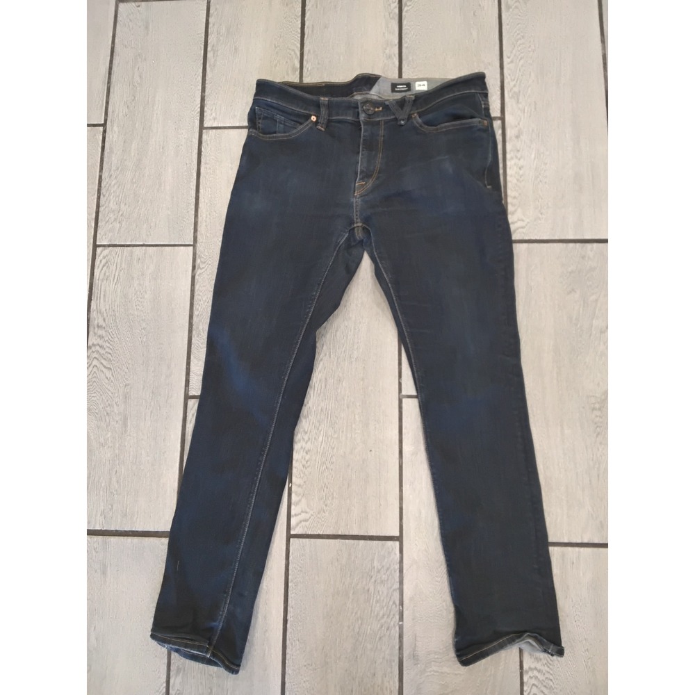 Volcom Vorta Slim Fit Jeans‎ Mens 34 Dark Indigo Blue Denim Pants